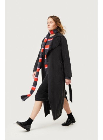 BLACK DENIM TRENCH COAT